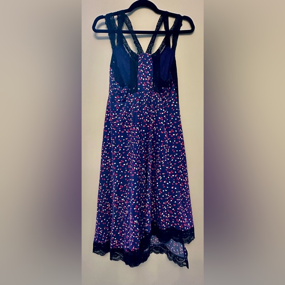 Koche Paris Slip Dress Size EU 34 (XS/S)-Lace Trim Purple with Polka Dots - Picture 3 of 4